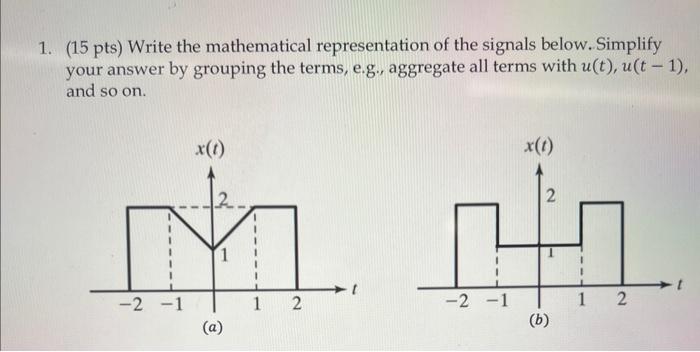 Solved 1. (15 pts) Write the mathematical representation of | Chegg.com