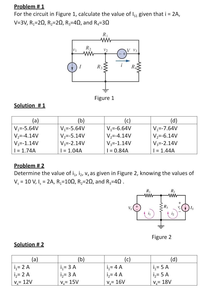 Solved Problem #1 For the circuit in Figure 1, calculate the | Chegg.com