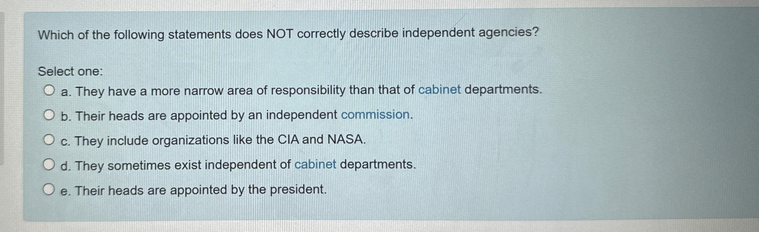 Solved Which of the following statements does NOT correctly