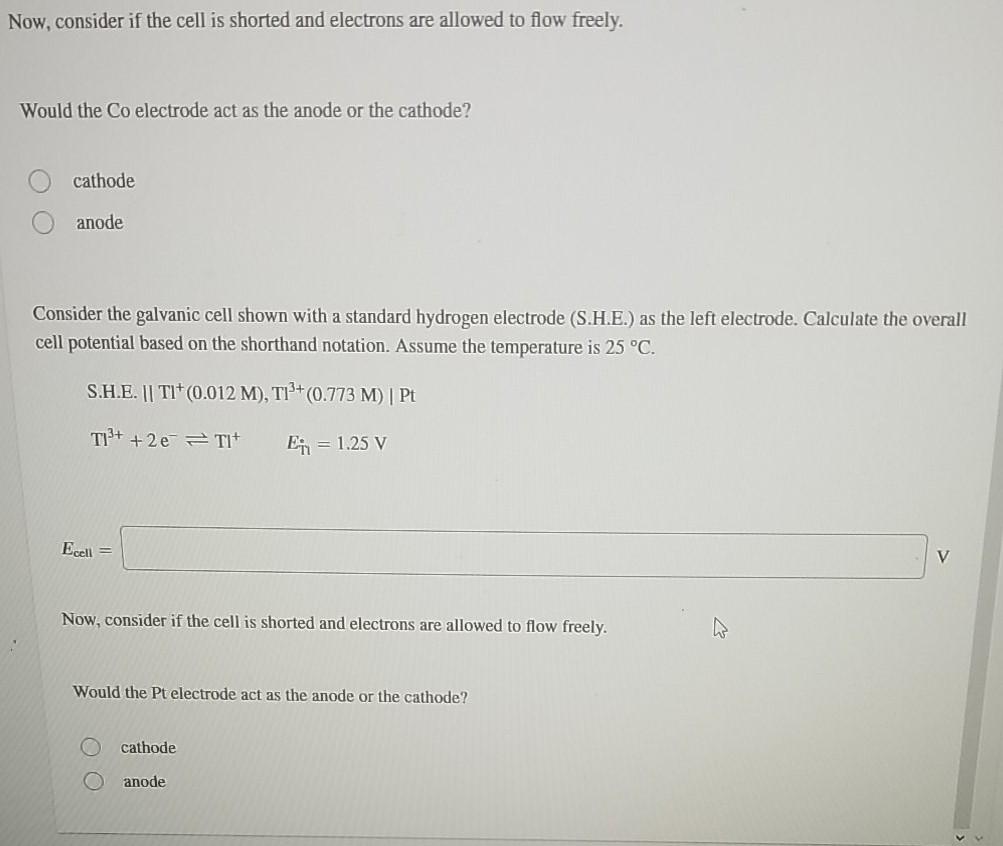 Solved Consider the galvanic cell shown with a standard | Chegg.com