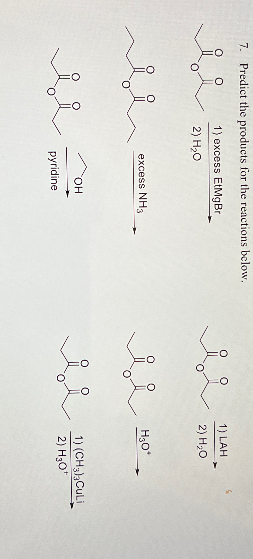 Solved Predict the products for the reactions below.excess | Chegg.com