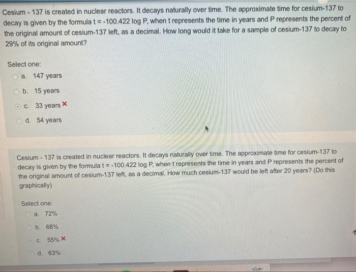 Solved Cesium - 137 Is Created In Nuclear Reactors. It | Chegg.com