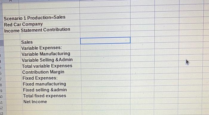 Solved Scenario 1 Production=Sales Red Car Company Income | Chegg.com