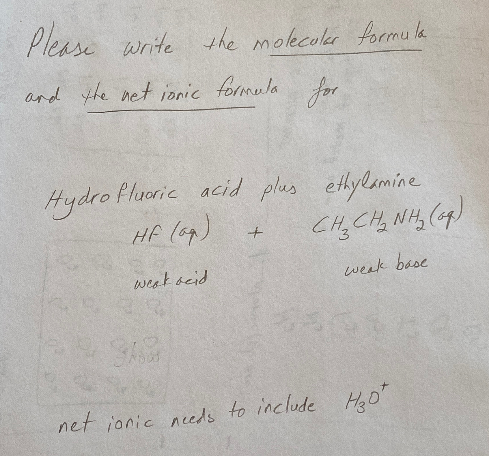 Solved Please Write The Molecular Formula And The Net Ionic