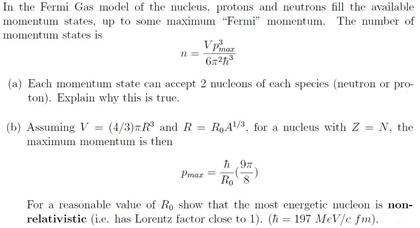 Solved In The Fermi Gas Model Of The Nucleus. Protons And | Chegg.com