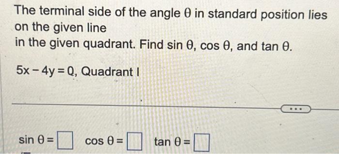 Solved The Terminal Side Of The Angle θ In Standard Position