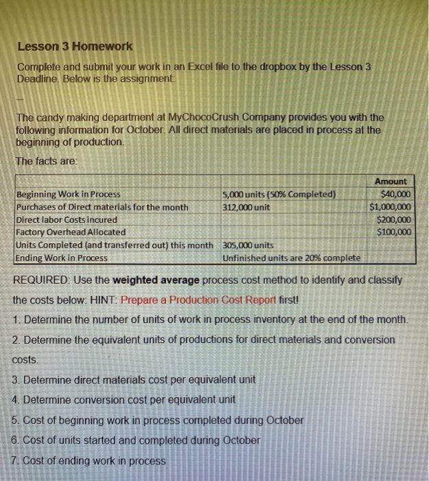 Solved Lesson 3 Homework Complete and submit your work in an | Chegg.com
