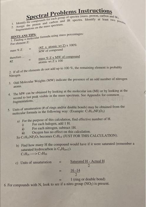 Solved Spectral Problems Instructions 1. Identify the | Chegg.com