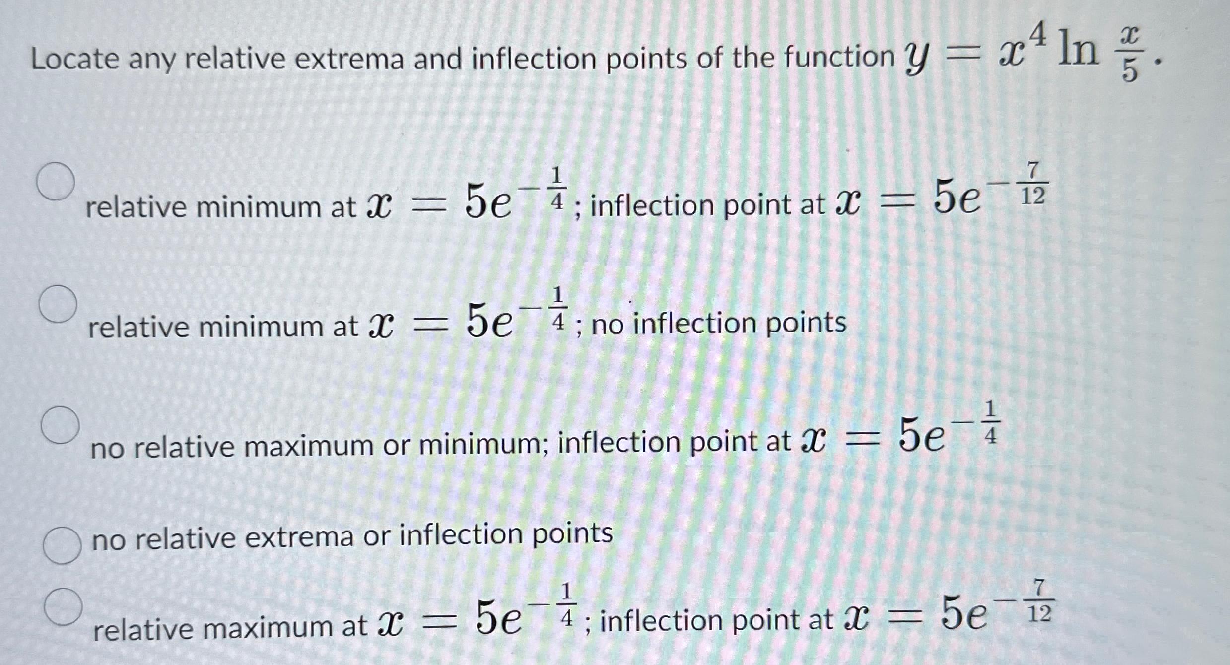 Solved Locate any relative extrema and inflection points of