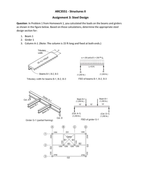 Solved ARC3551 Structures II Assignment 3: Steel Design | Chegg.com