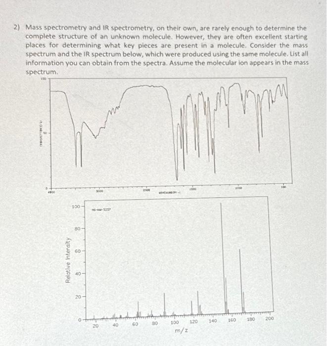 Solved 2) Mass Spectrometry And IR Spectrometry, On Their | Chegg.com