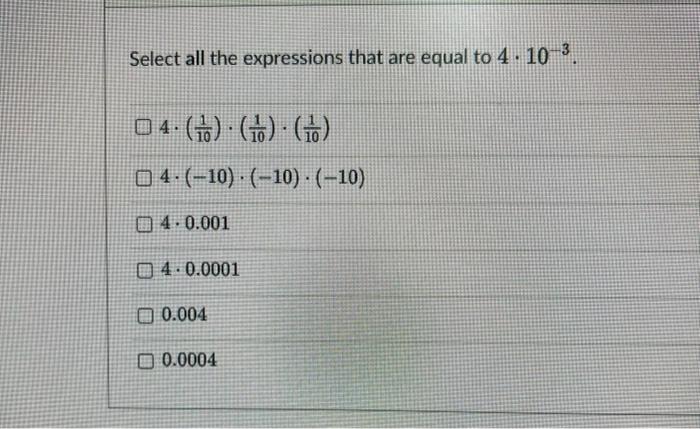 Solved Select all the expressions that are equal to 4 . | Chegg.com