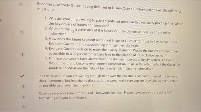 Solved 1 Read the case study Gucci: Staying Relevant in