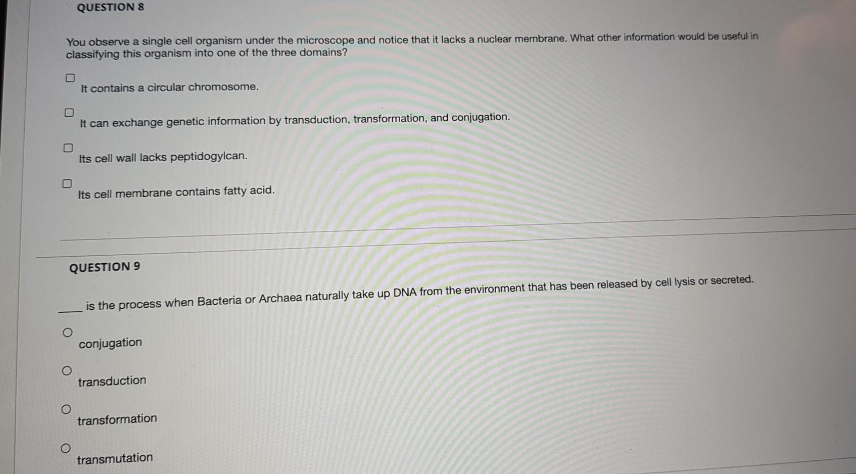 Solved QUESTION 8 You observe a single cell organism under | Chegg.com