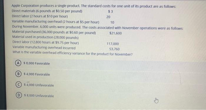 Solved Apple Corporation produces a single product. The | Chegg.com