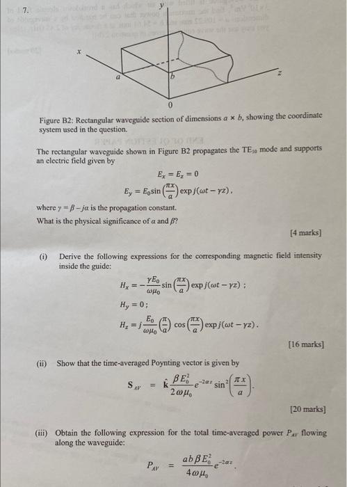 Solved 0 Figure B2: Rectangular waveguide section of | Chegg.com