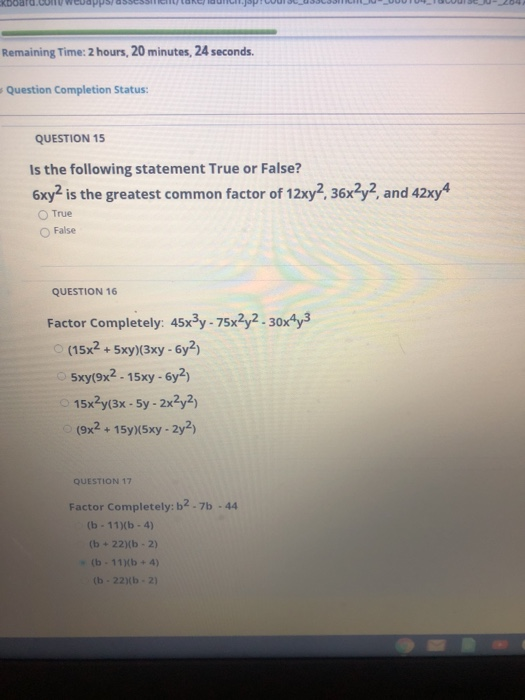 Solved Remaining Time: 2 hours, 20 minutes, 24 seconds. | Chegg.com