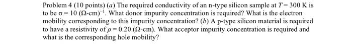 Solved Problem 4 (10 points) (a) The required conductivity | Chegg.com