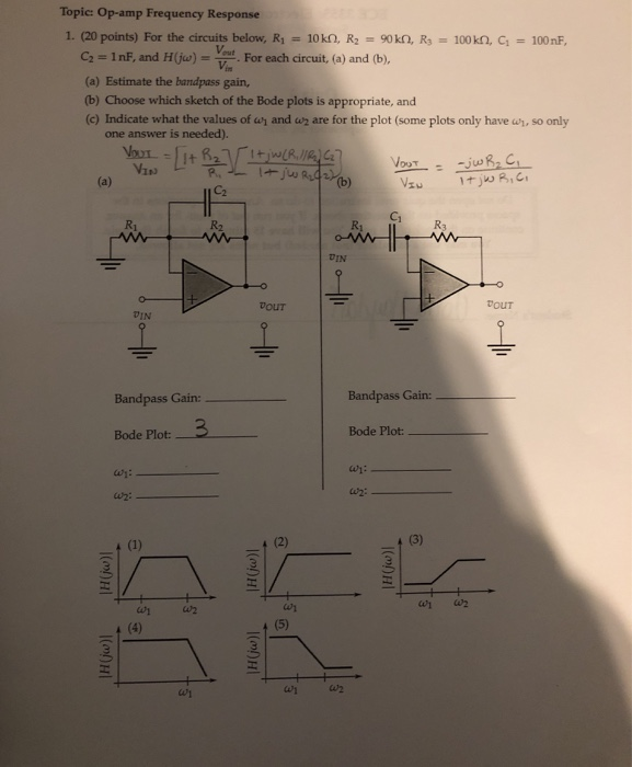 Solved Topic: Op-amp Frequency Response 1. (20 points) For | Chegg.com