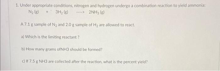 Solved 1. Under appropriate conditions, nitrogen and | Chegg.com