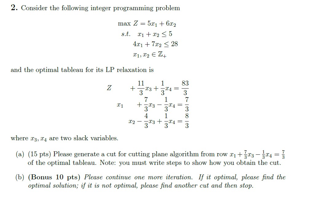 Solved Consider the following integer programming problemmax | Chegg.com