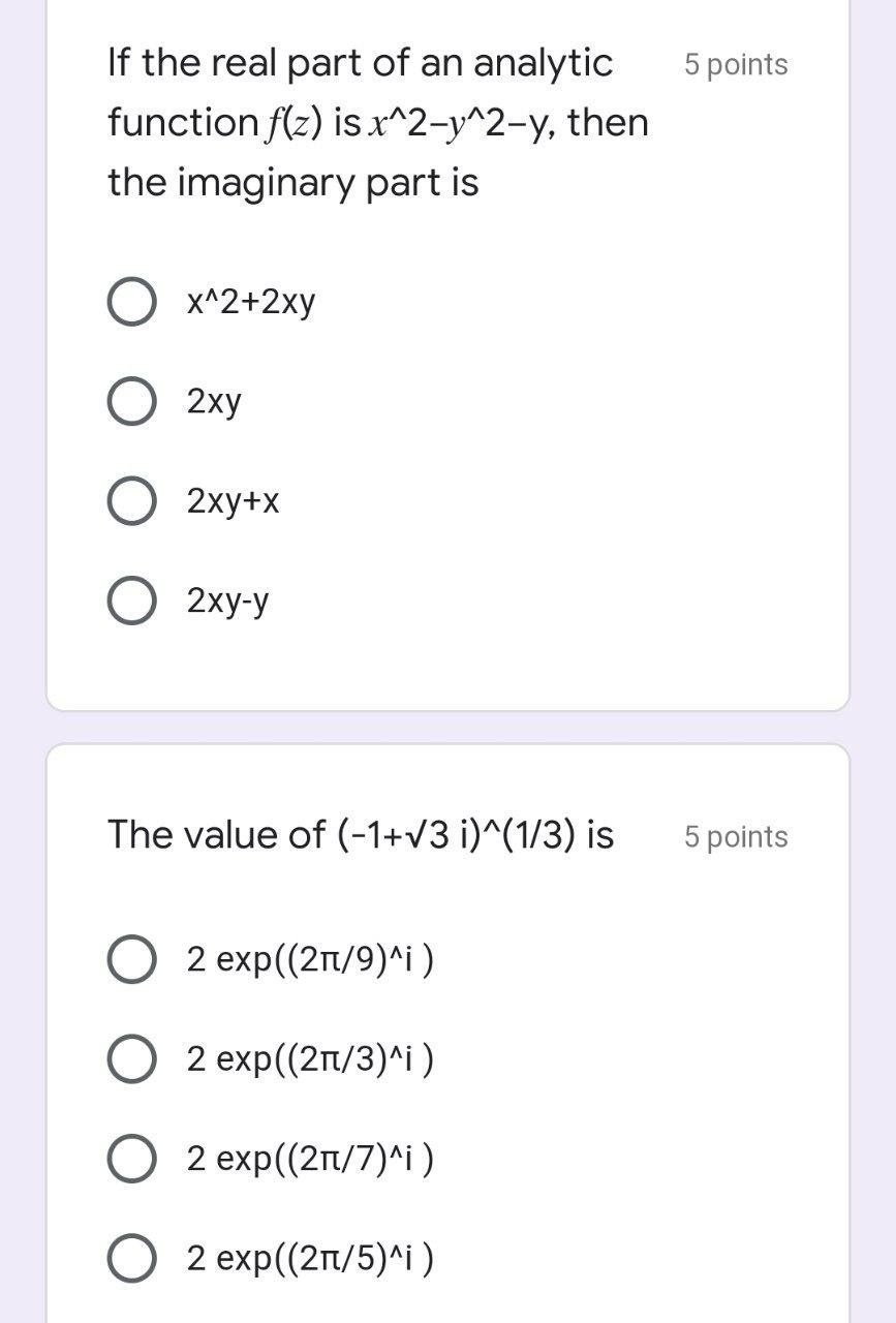 Solved 5 Points If The Real Part Of An Analytic Function Chegg Com