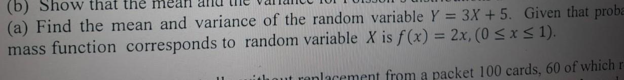 Solved (a) Find the mean and variance of the random variable | Chegg.com