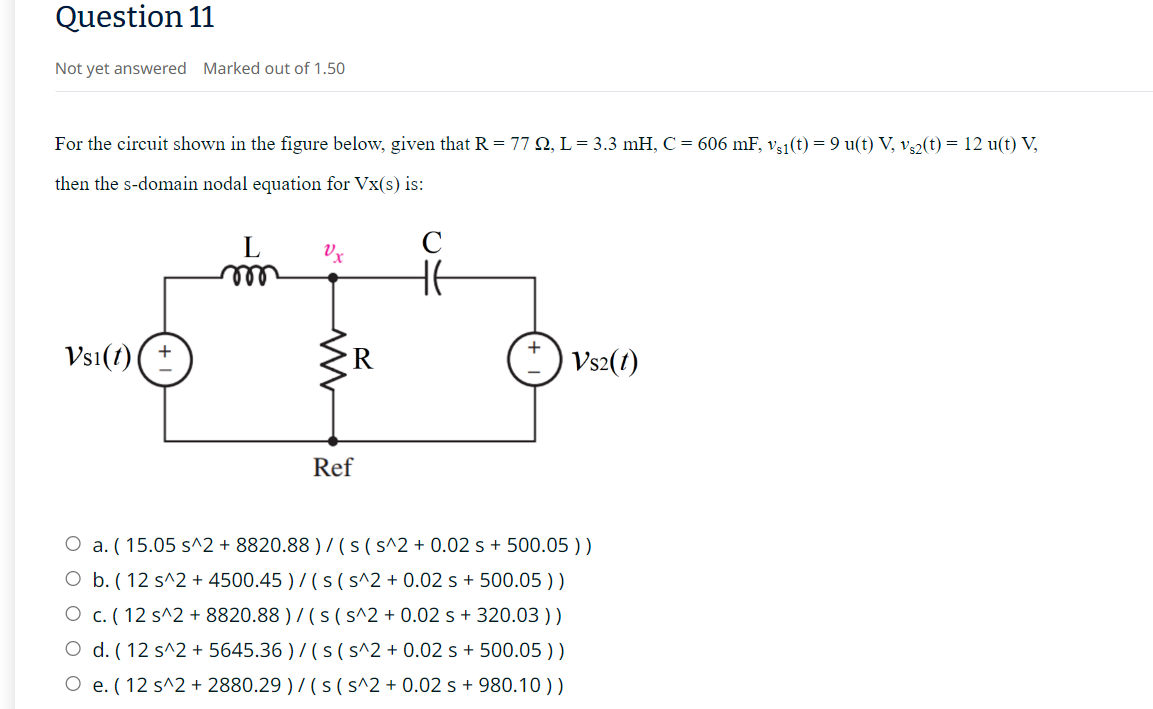 Solved For the circuit shown in the figure below, given that | Chegg.com
