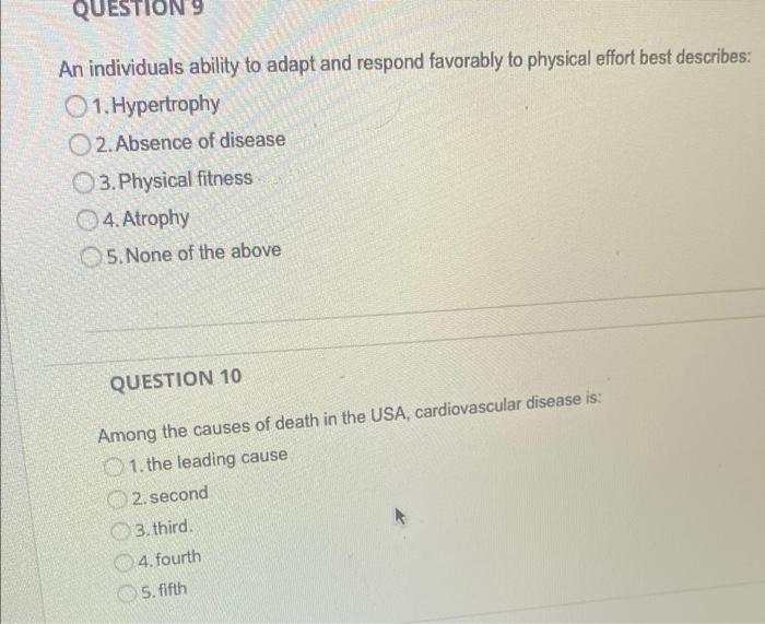Solved QUESTION An individuals ability to adapt and respond | Chegg.com