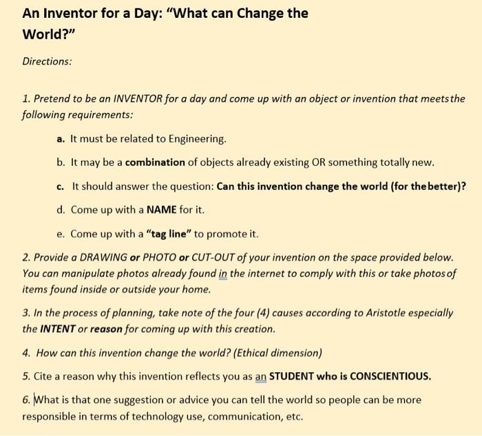 Solved An Inventor for a Day: 