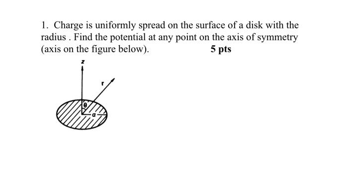 Solved 1. Charge is uniformly spread on the surface of a | Chegg.com