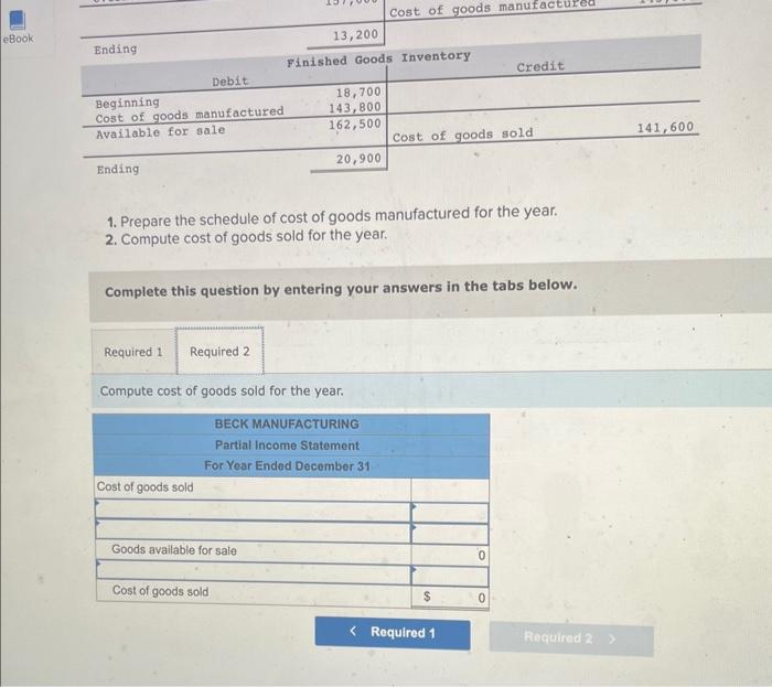 Solved Exercise 14-15 (Algo) Schedule Of Cost Of Goods | Chegg.com