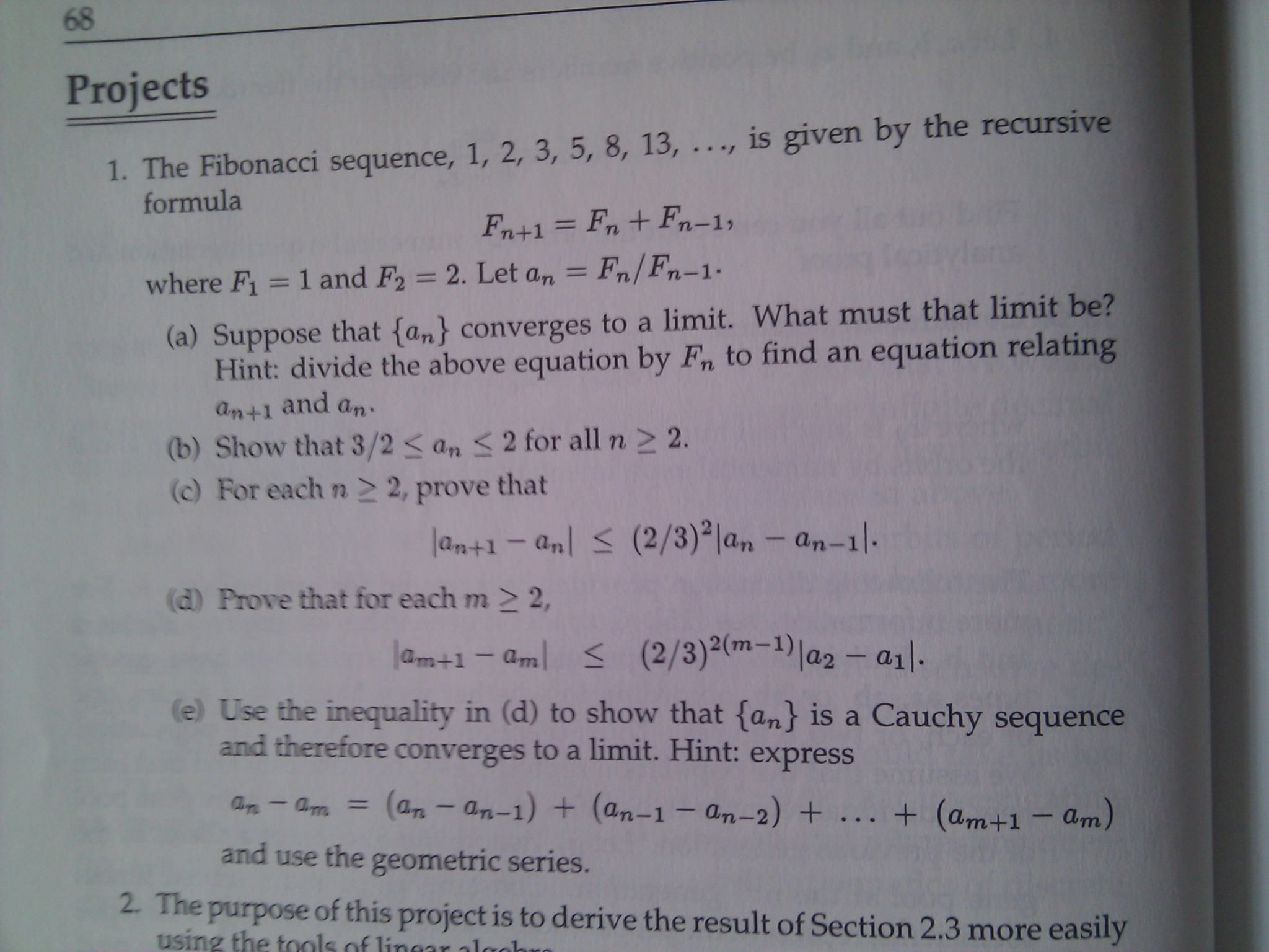 The Fibonacci sequence 1,2,3,5,8,13, , is given by | Chegg.com