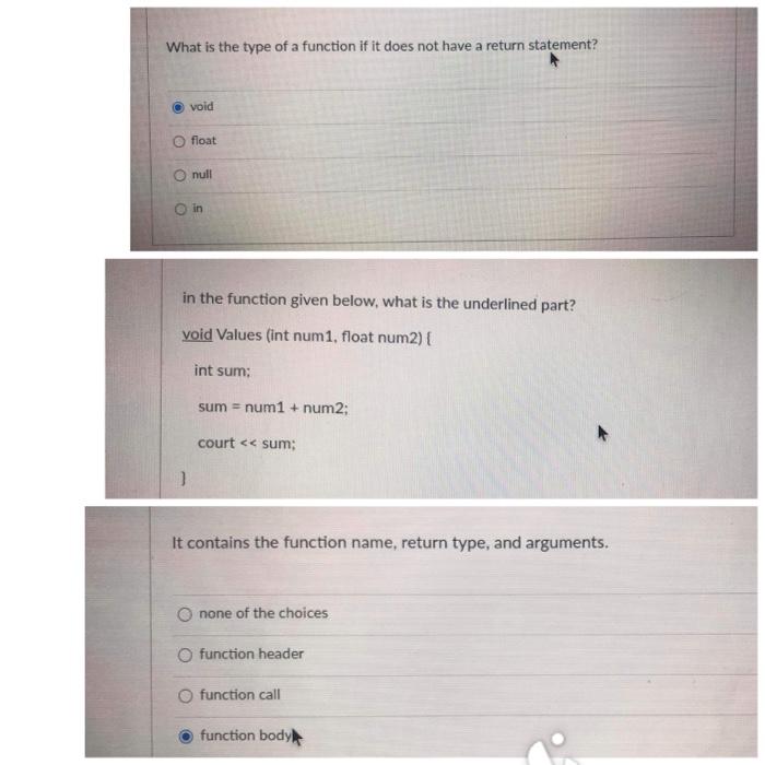 Solved What is the type of a function if it does not have a | Chegg.com