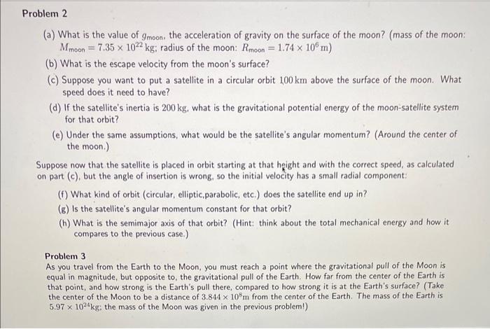 Solved (a) What is the value of gmoon, the acceleration of | Chegg.com