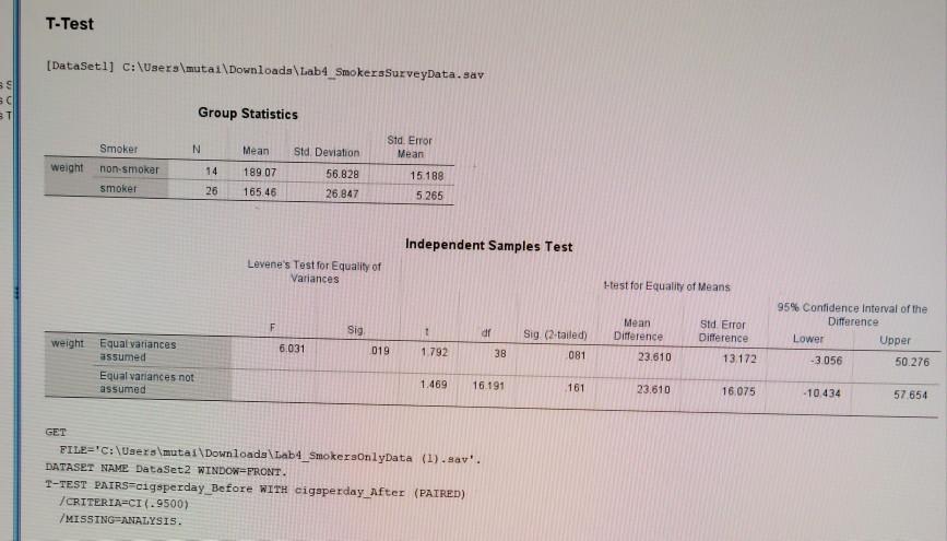 Solved write a conclusion of the result of the independent | Chegg.com