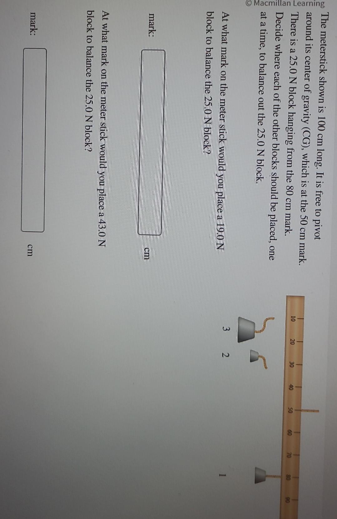 [Solved] The meterstick shown is ( 100 mathrm{