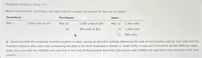 Perpetual Inventory Using UFO
Beginning inventory, purchases, and sales data for prepaid cell phones for May are as follows: