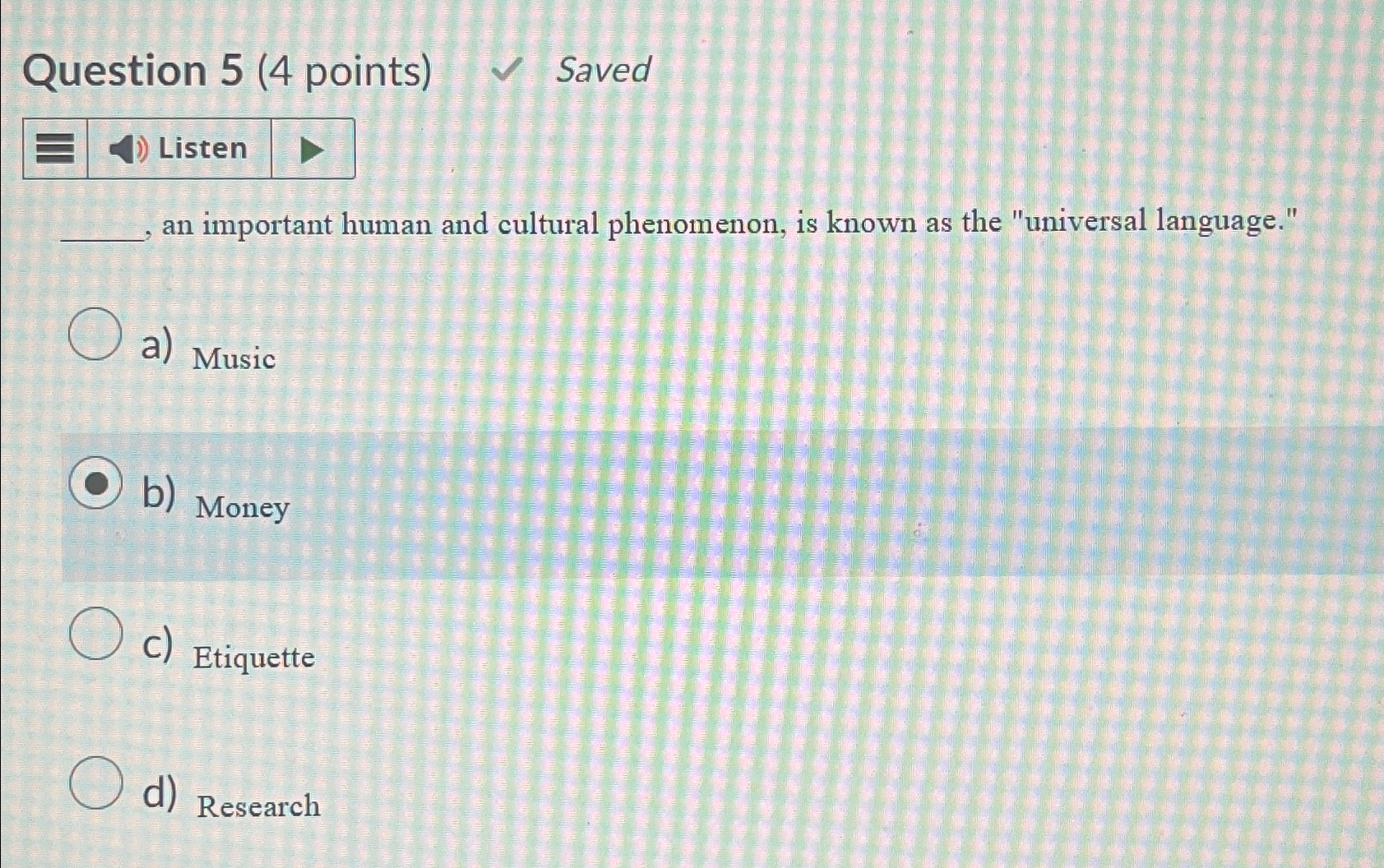 Solved Question 5 (4 ﻿points) ﻿Savedan important human and | Chegg.com