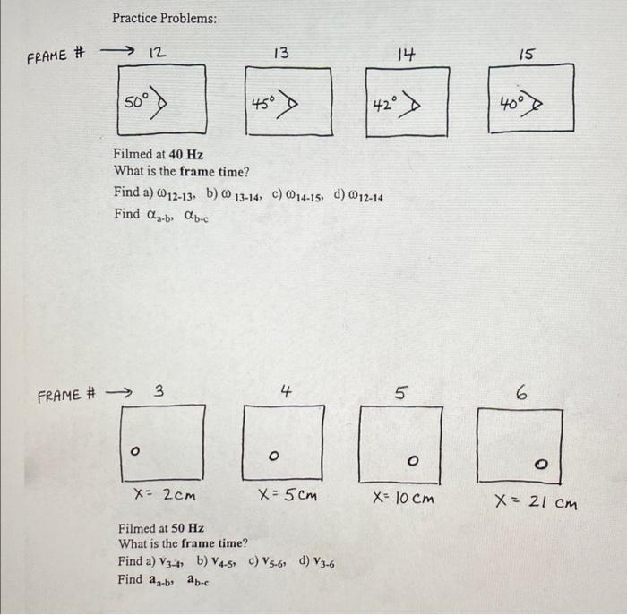 Solved Practice Problems: FRAME # 12 13 14 15 5008 45° 42°) | Chegg.com