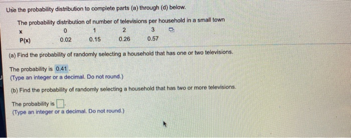 Solved Use The Probability Distribution To Complete Parts | Chegg.com