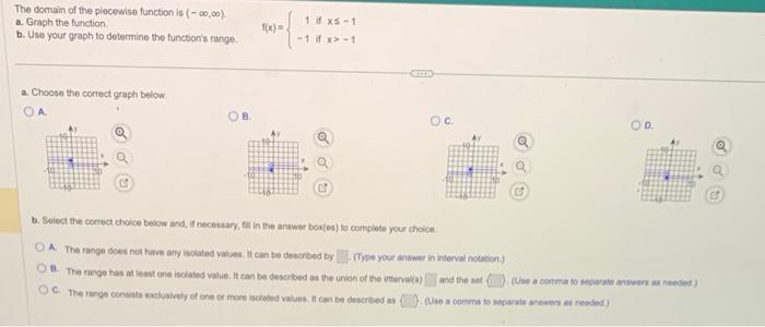 Solved The Domain Of The Plecewise Function Is (−∞,∞). A. | Chegg.com