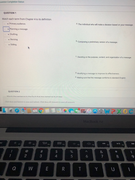 Solved muestion Completion Status: QUESTION 1 Match each | Chegg.com