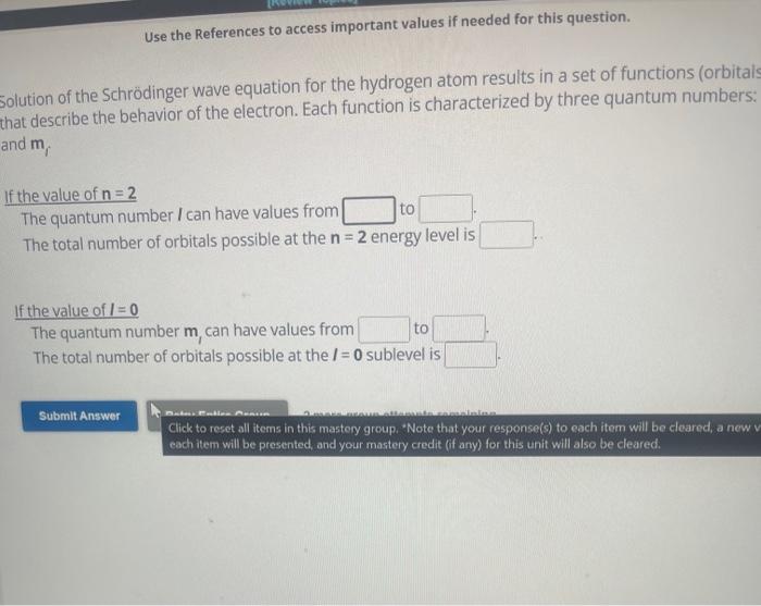 Solved Solution of the Schrodinger wave equation for the | Chegg.com
