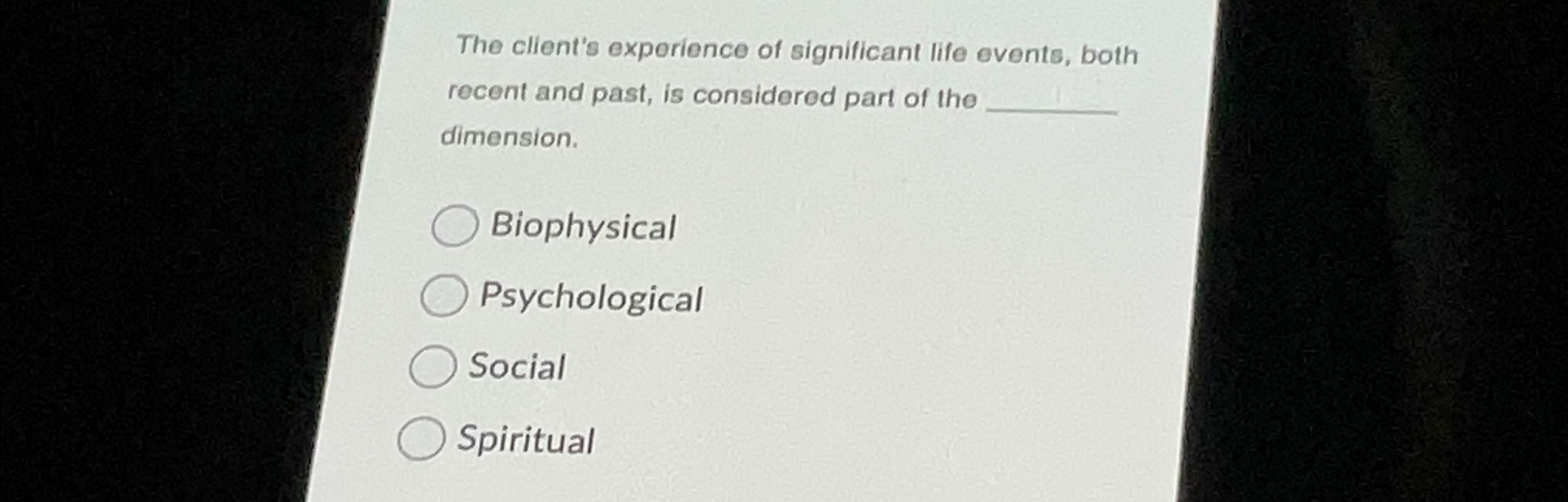 Solved The client's experience of significant life events, | Chegg.com