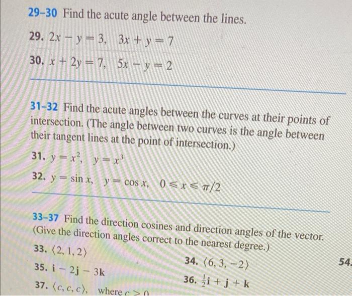 Finding the acute angle between two lines (or between two vectors