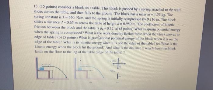 Solved 13. (15 points) consider a block on a table. This | Chegg.com