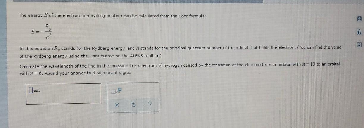Solved The energy E of the electron in a hydrogen atom can | Chegg.com