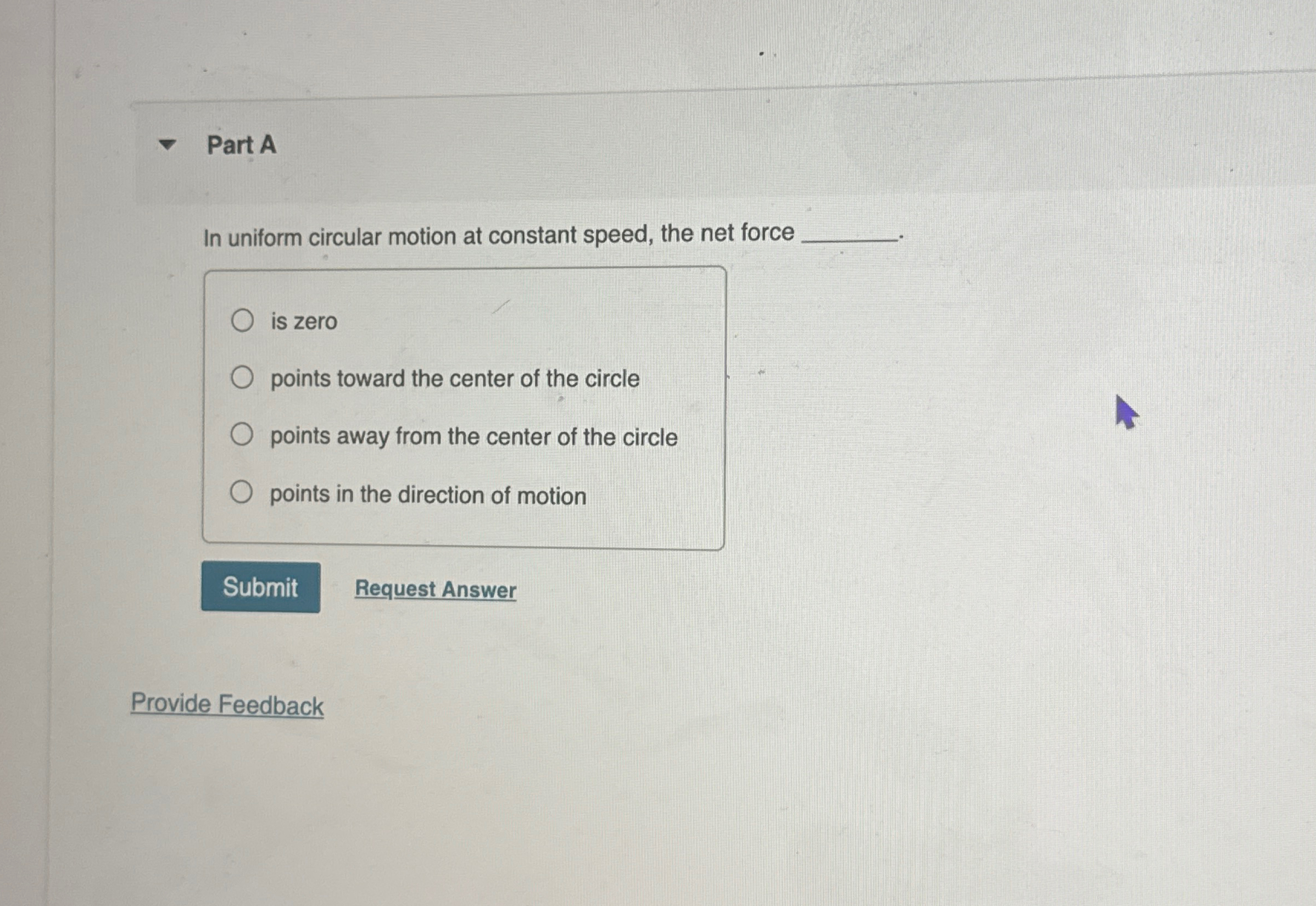 Solved Part AIn uniform circular motion at constant speed,