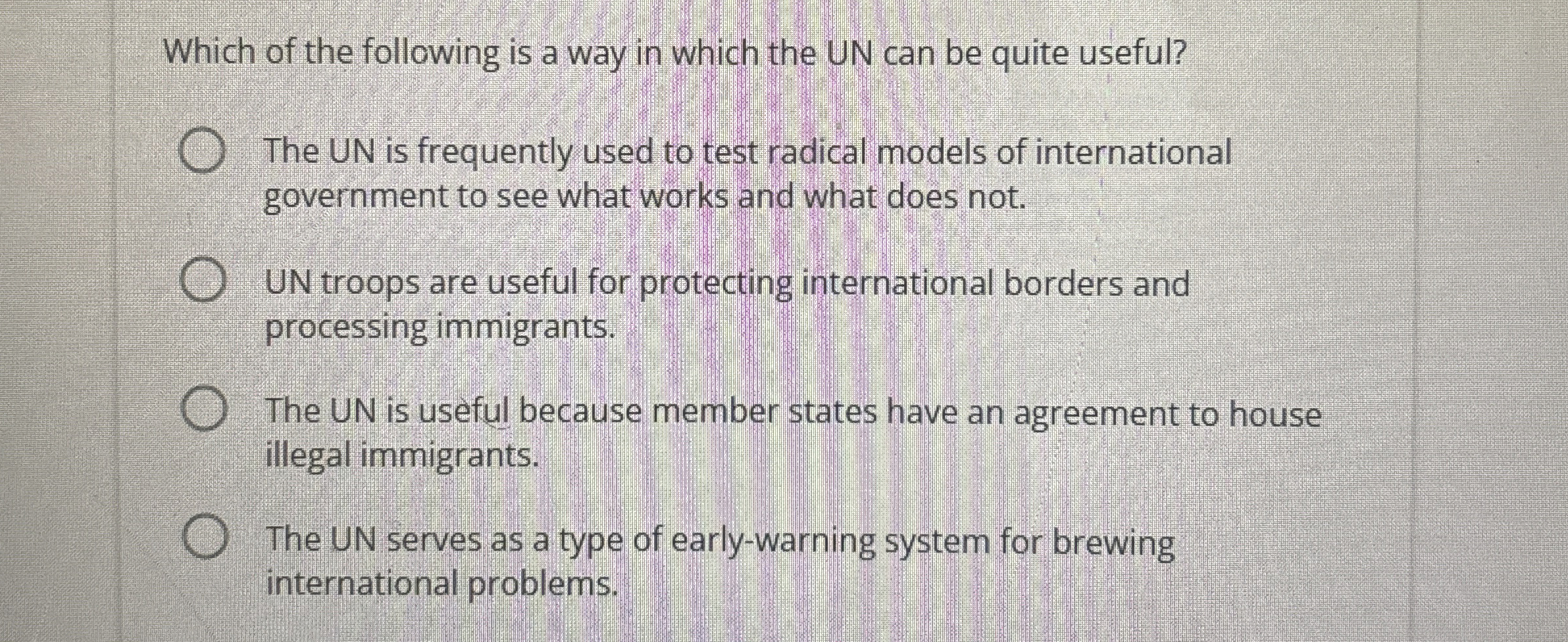 Solved Which of the following is a way in which the UN can | Chegg.com